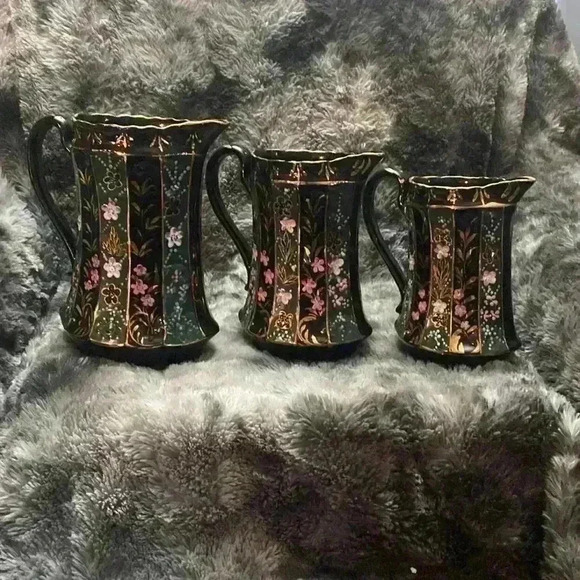 3 Black Glazed Pottery antique style water jugs - Picture 1 of 15